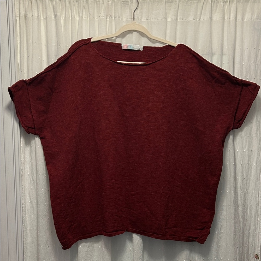 Free People Beach Top Women’s Small Red Boxy Fit Casual Cotton Beach Oversized